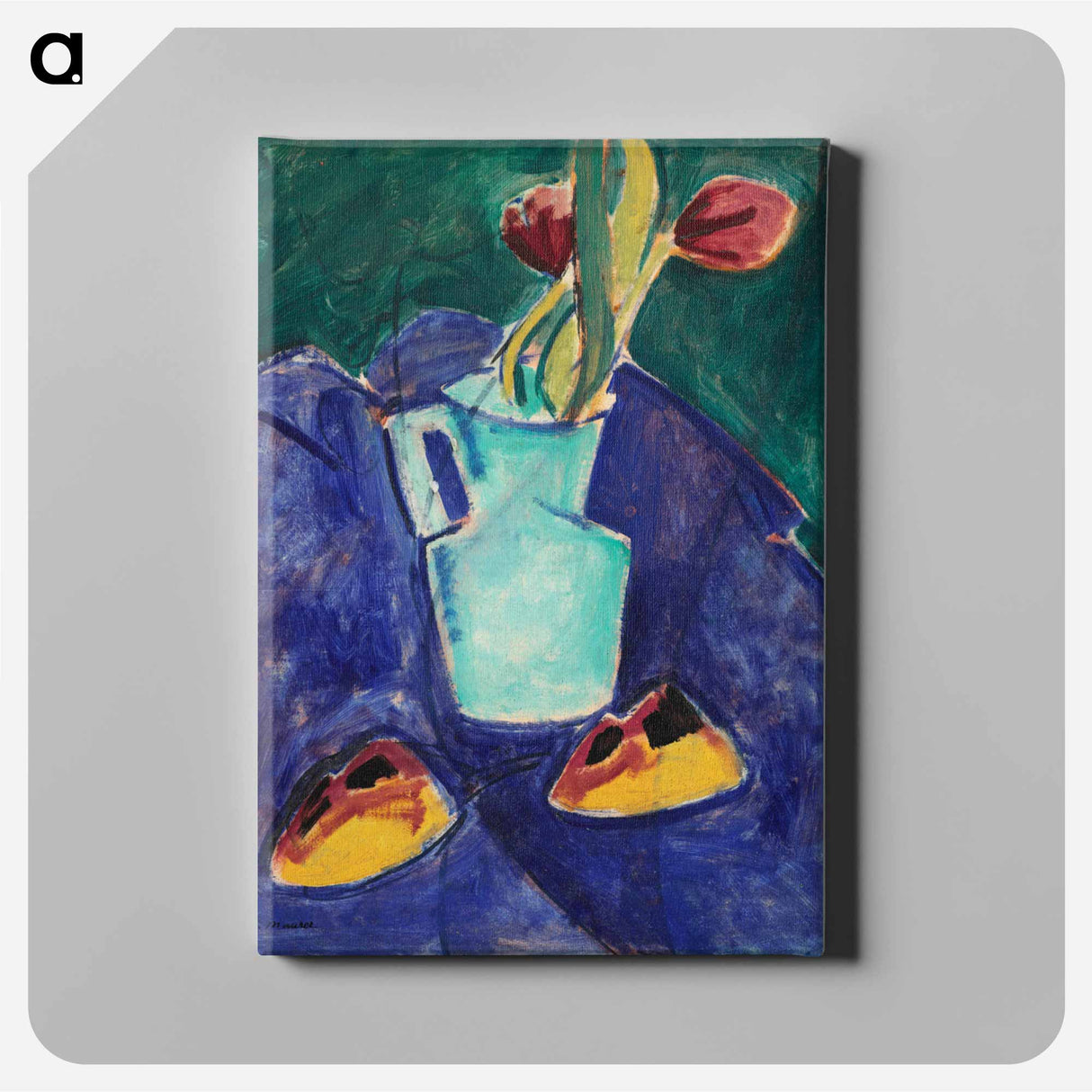 Tulips in a Green Vase - アルフレッド ヘンリー マウラー Canvas.