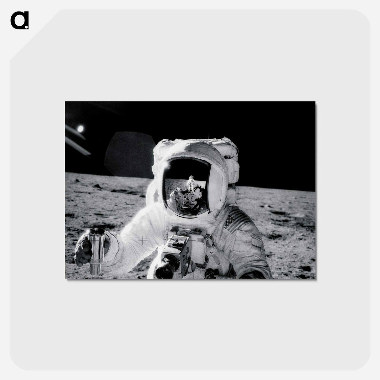 アートポストカード-Astronaut Alan Bean holds Special Environmental Sample Container - アポロ月面着陸 Postcard.