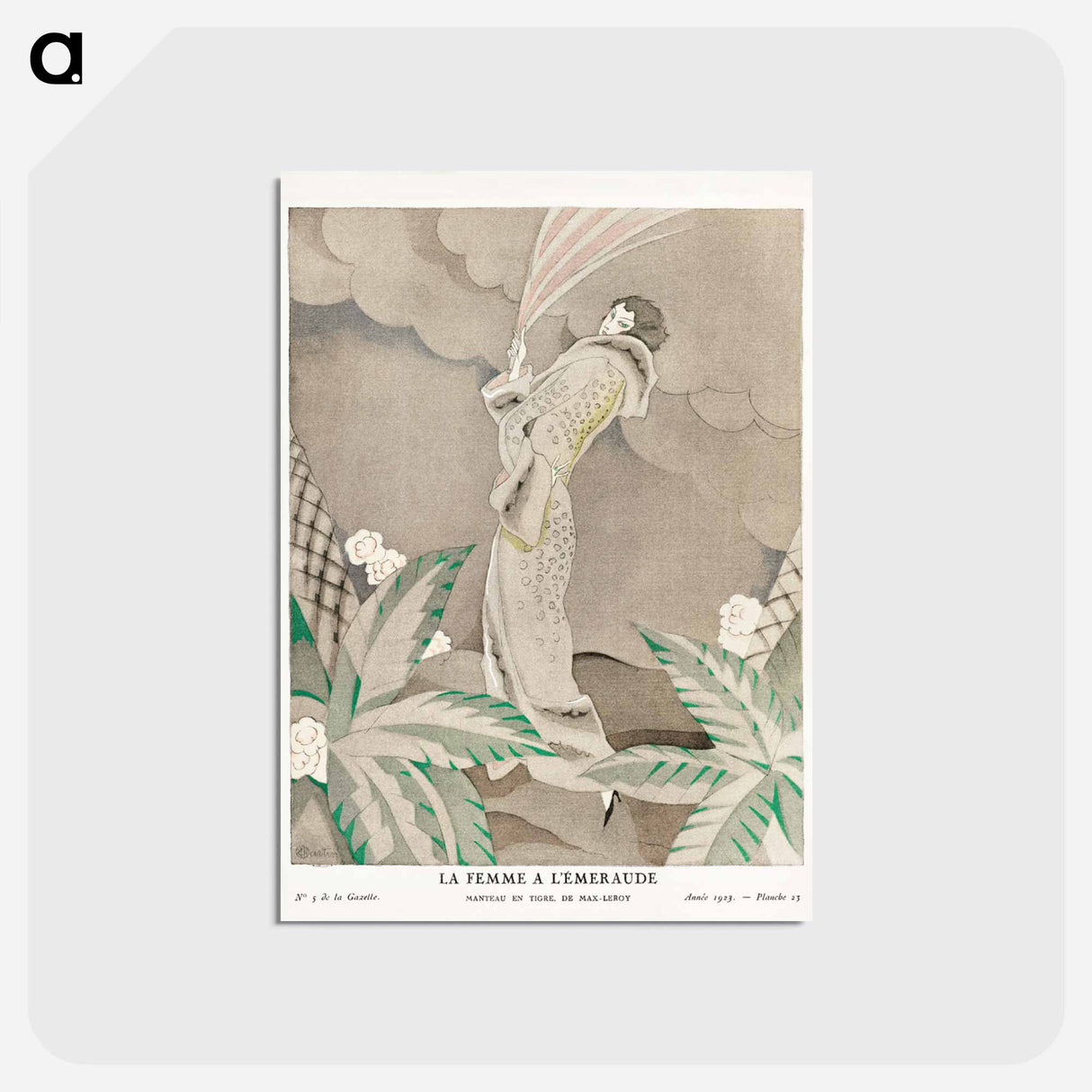 アートポストカード-La Femme a l'Émeraude, Manteau en Tigre
- シャルル マルタン Postcard.