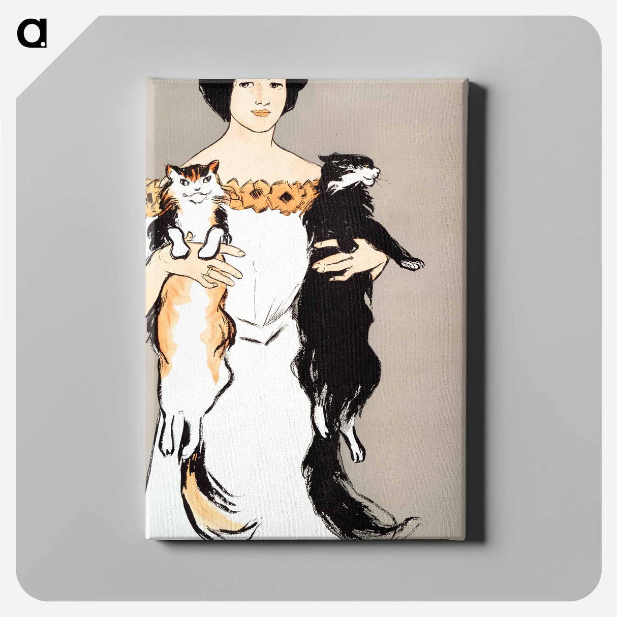アートパネル-Woman holding cats - エドワード ペンフィールド Canvas.