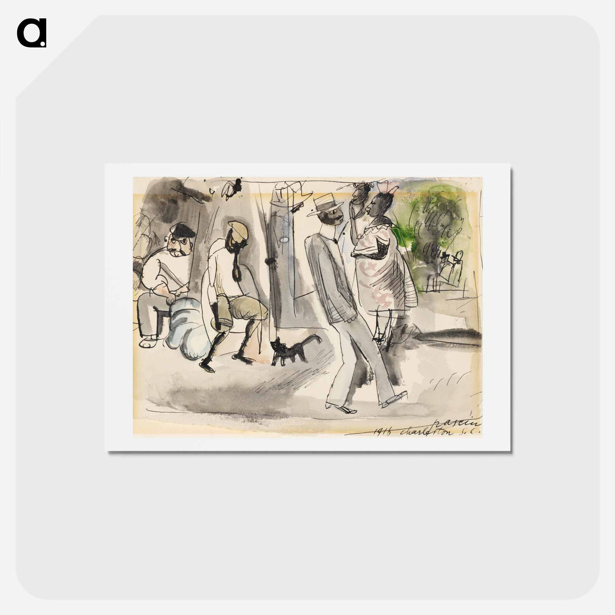 アートポストカード-Figures and Cat in Park
- ジュール パスキン Postcard.