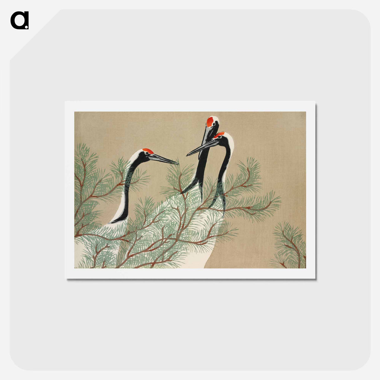 アートポストカード-Cranes from Momoyogusa–Flowers of a Hundred Generations - 神坂 雪佳 Postcard.