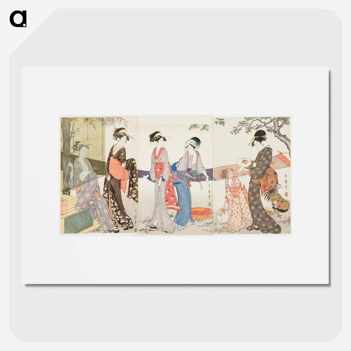 Drying and Stretching Cloth - 喜多川 歌麿 Poster.
