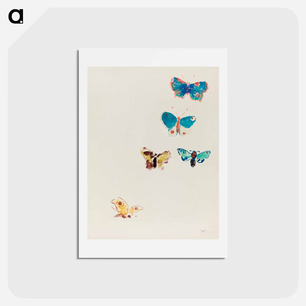 アートポストカード-Five Butterflies - オディロン ルドン Postcard.