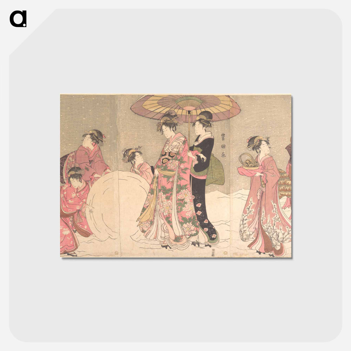 アートポストカード-Courtesans and Attendants Making a Giant Snowball
- 歌川 豊国 Postcard.