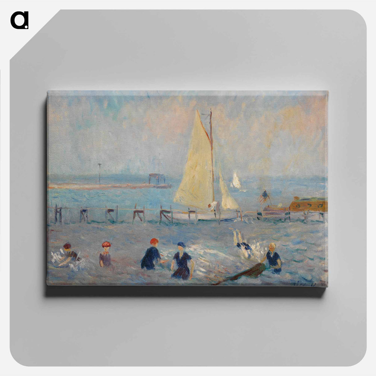 Seascape with Six Bathers, Bellport - ウィリアム ジェームス グラッケンズ Canvas.