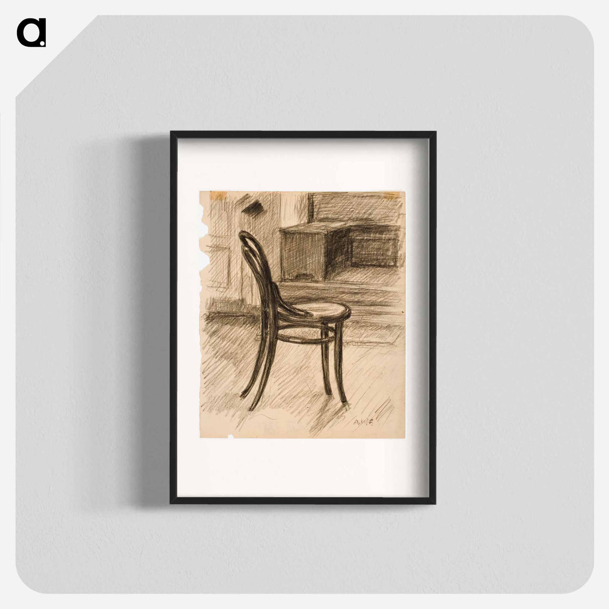 Tuoli, sivusta nähtynä, taustalla kirjoituspöytä - アルフレッド ウィリアム フィンチ Poster.