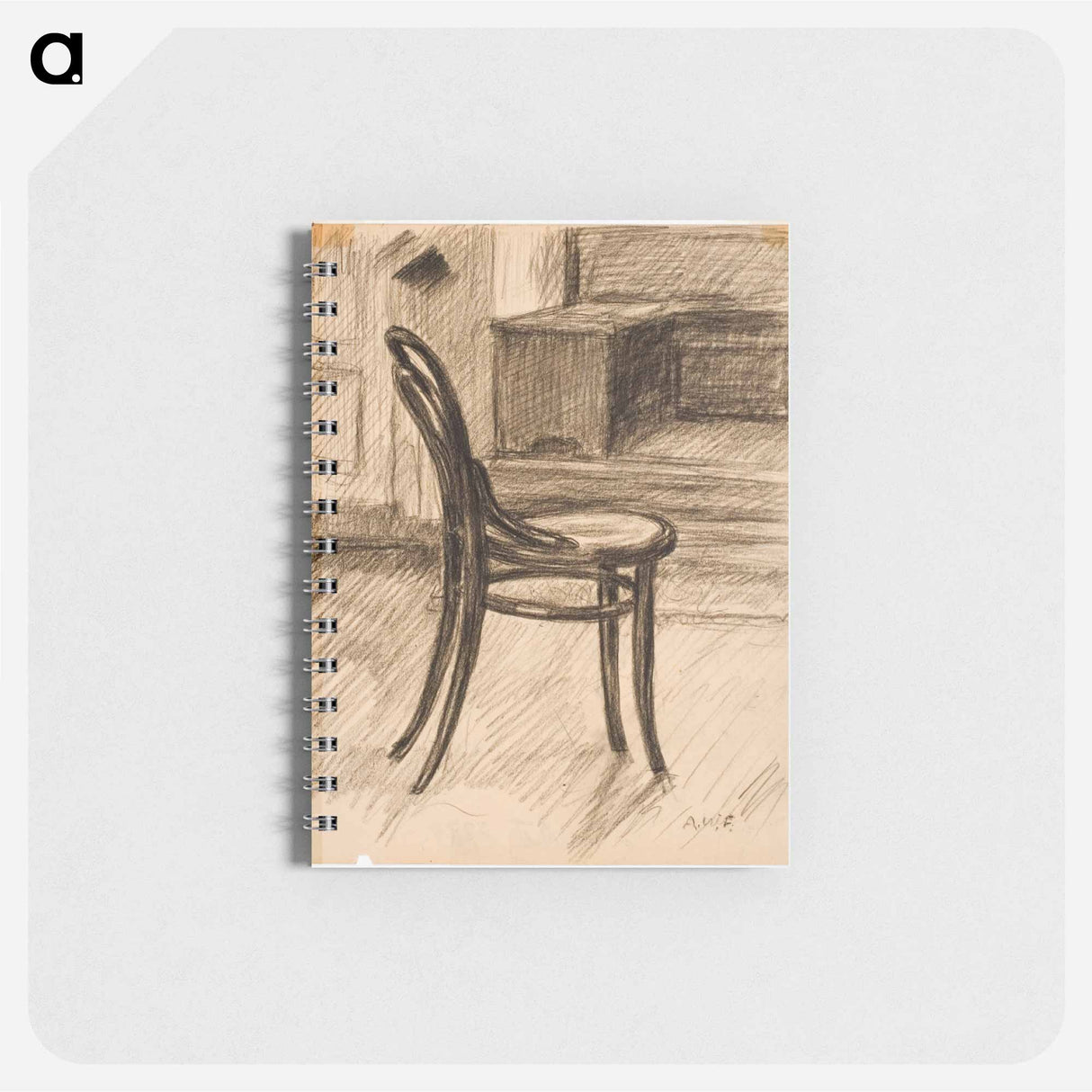 Tuoli, sivusta nähtynä, taustalla kirjoituspöytä - アルフレッド ウィリアム フィンチ Memo.