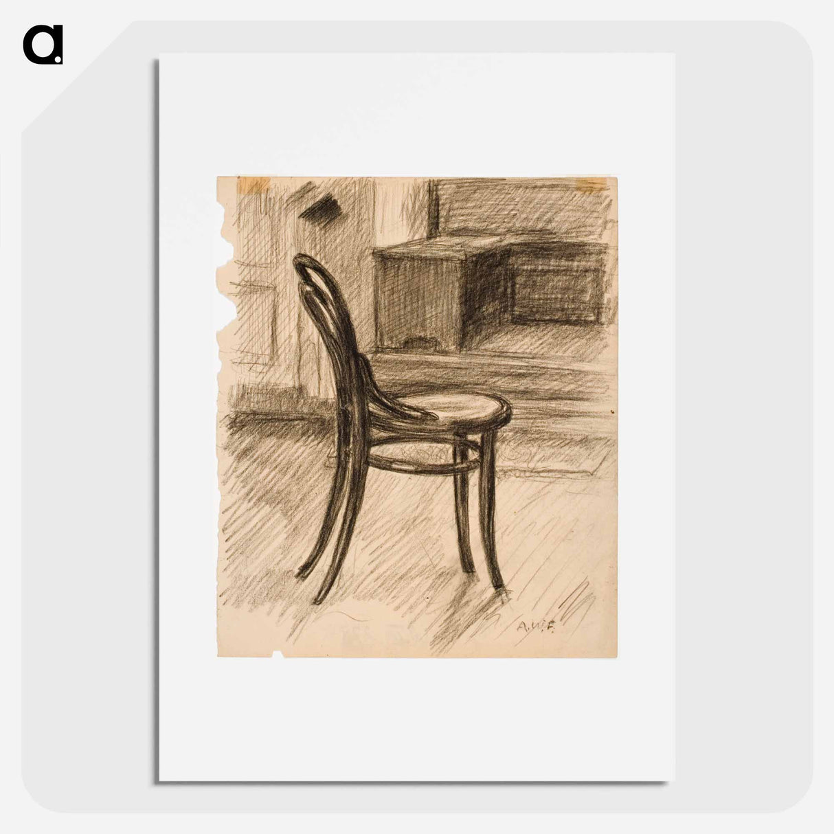 Tuoli, sivusta nähtynä, taustalla kirjoituspöytä - アルフレッド ウィリアム フィンチ Poster.