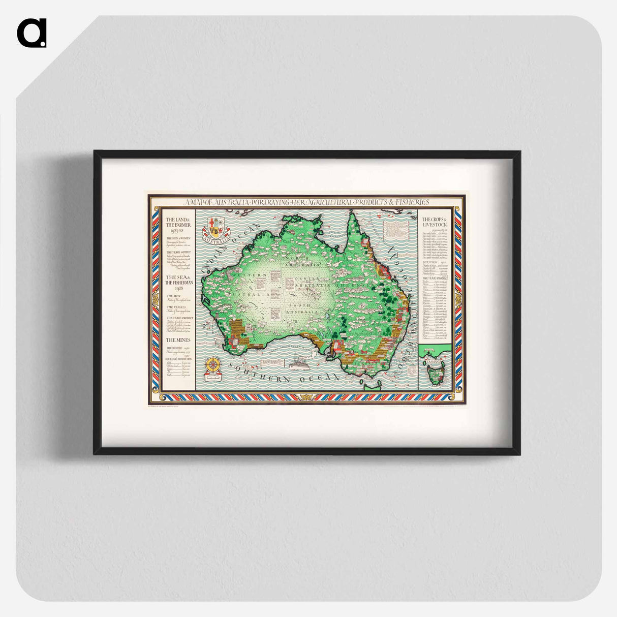 A Map of Australia - アンティーク地図 Poster.