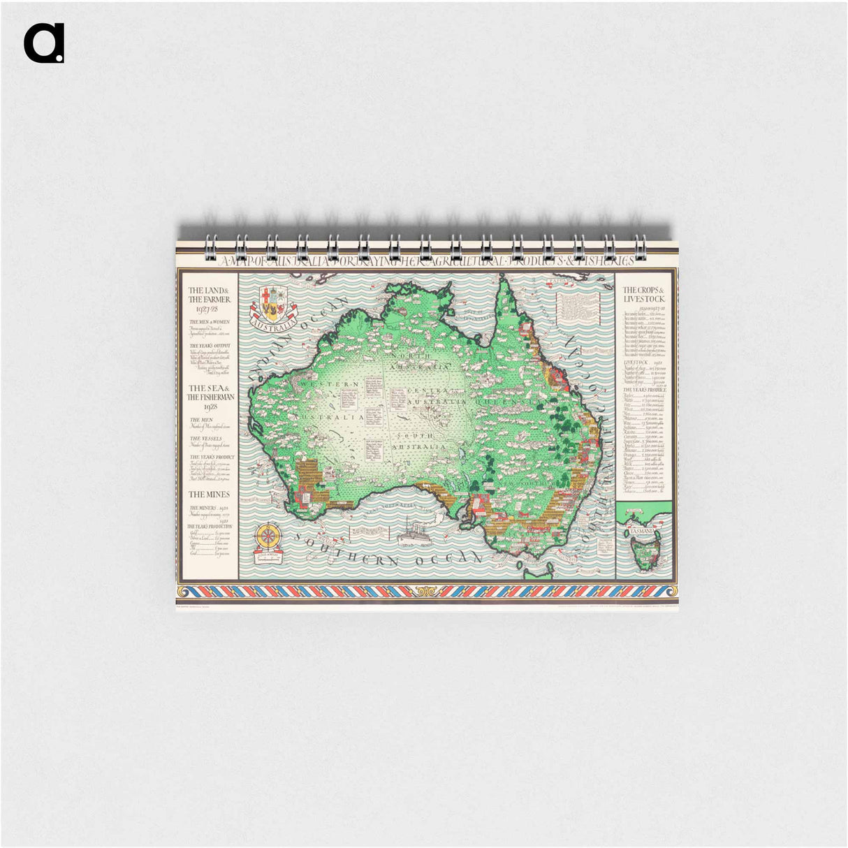 アートメモ帳-A Map of Australia - アンティーク地図 Memo.
