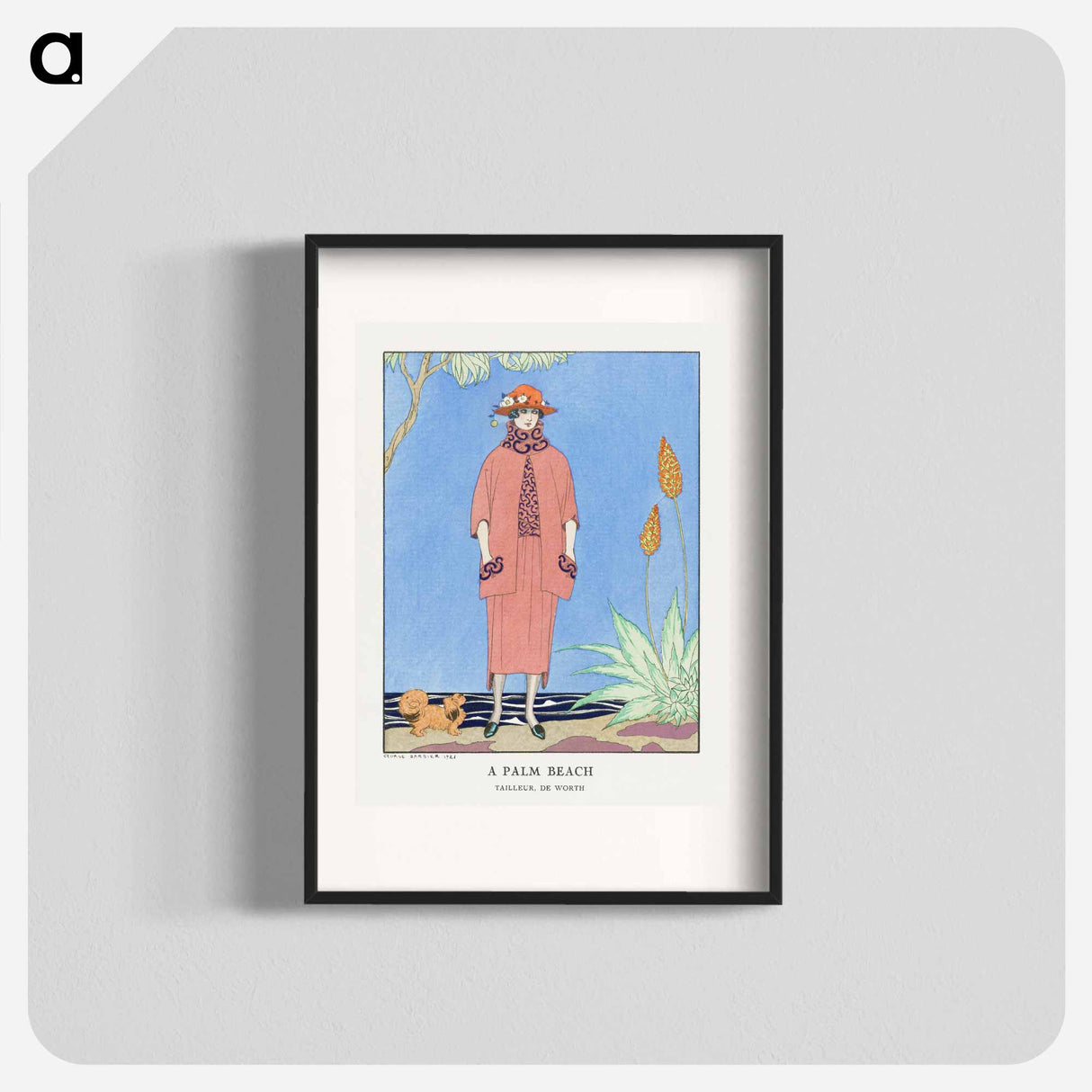 A palm beach: Tailleur, de Worth from Gazette du Bon Ton No. 5 Pl. 40 - Georges Barbier Poster.