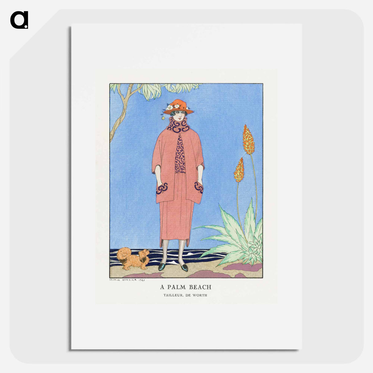 A palm beach: Tailleur, de Worth from Gazette du Bon Ton No. 5 Pl. 40 - Georges Barbier Poster.