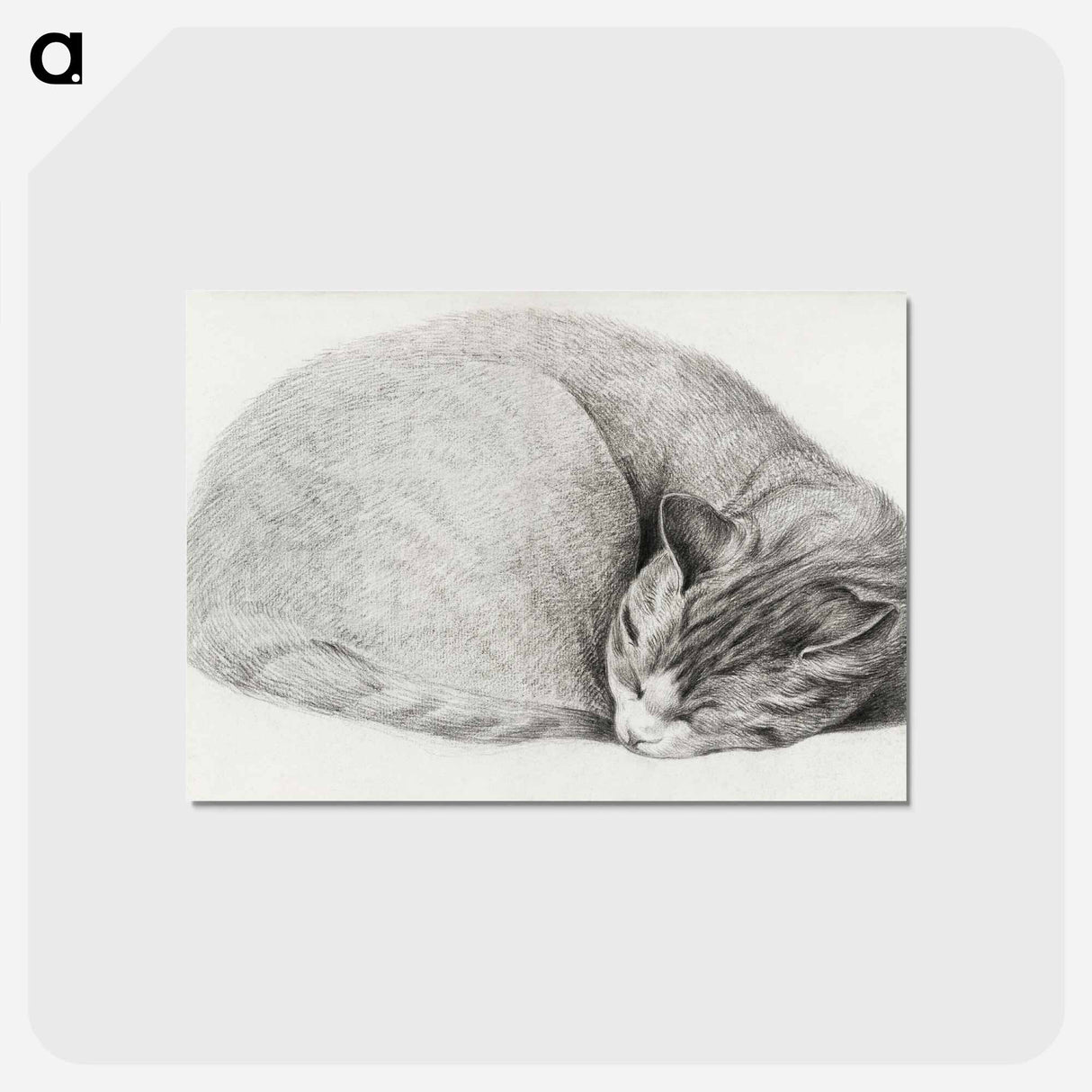 アートポストカード-Rolled up lying, sleeping cat - ジャン ベルナール Postcard.
