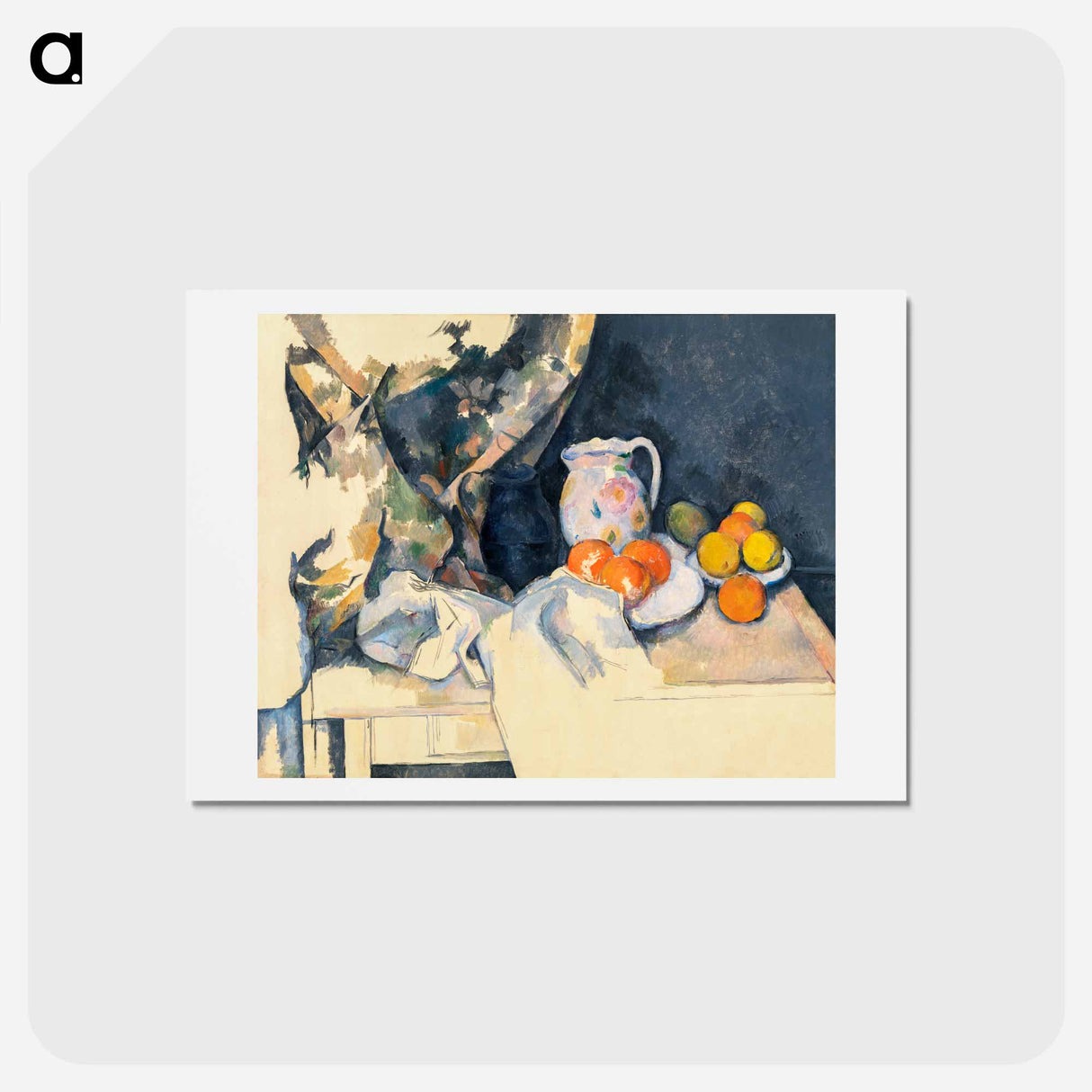 アートポストカード-Curtain and Fruit - ポール セザンヌ Postcard.