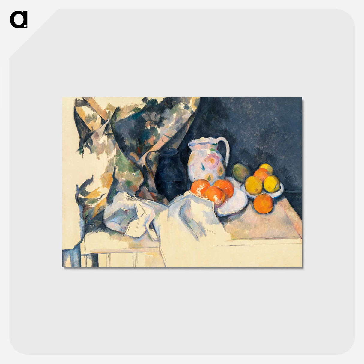 アートポストカード-Curtain and Fruit - ポール セザンヌ Postcard.