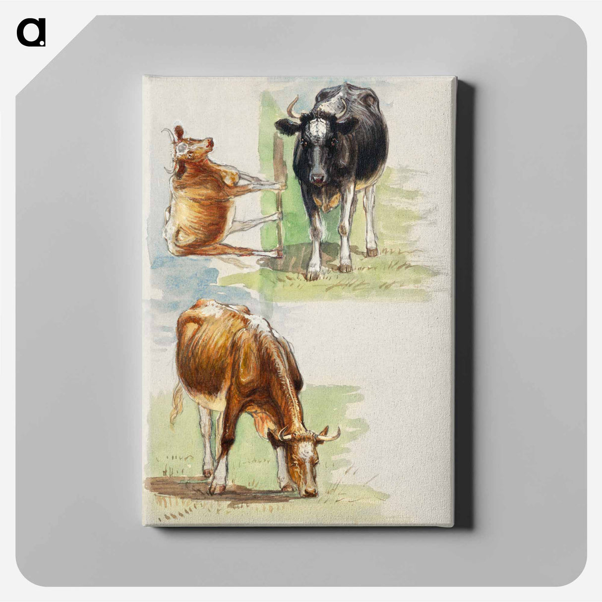 アートパネル-Cattle, Steers - サミュエル コールマン Canvas.
