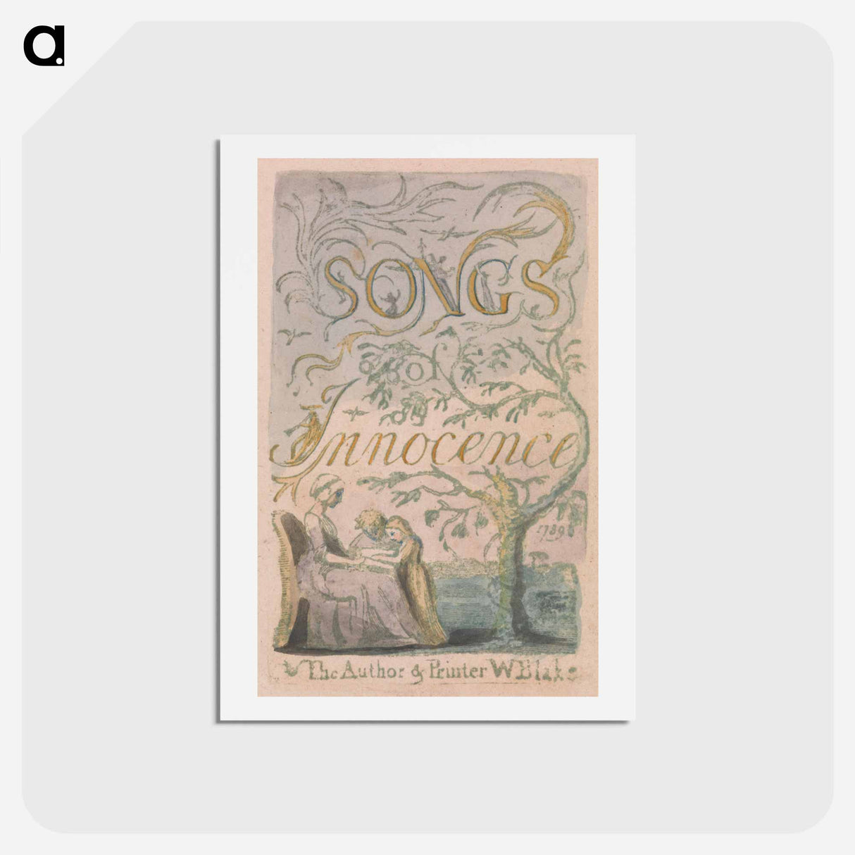アートポストカード-Songs of Innocence and of Experience, Plate 2, Innocence Title Page - ウィリアム ブレイク Postcard.