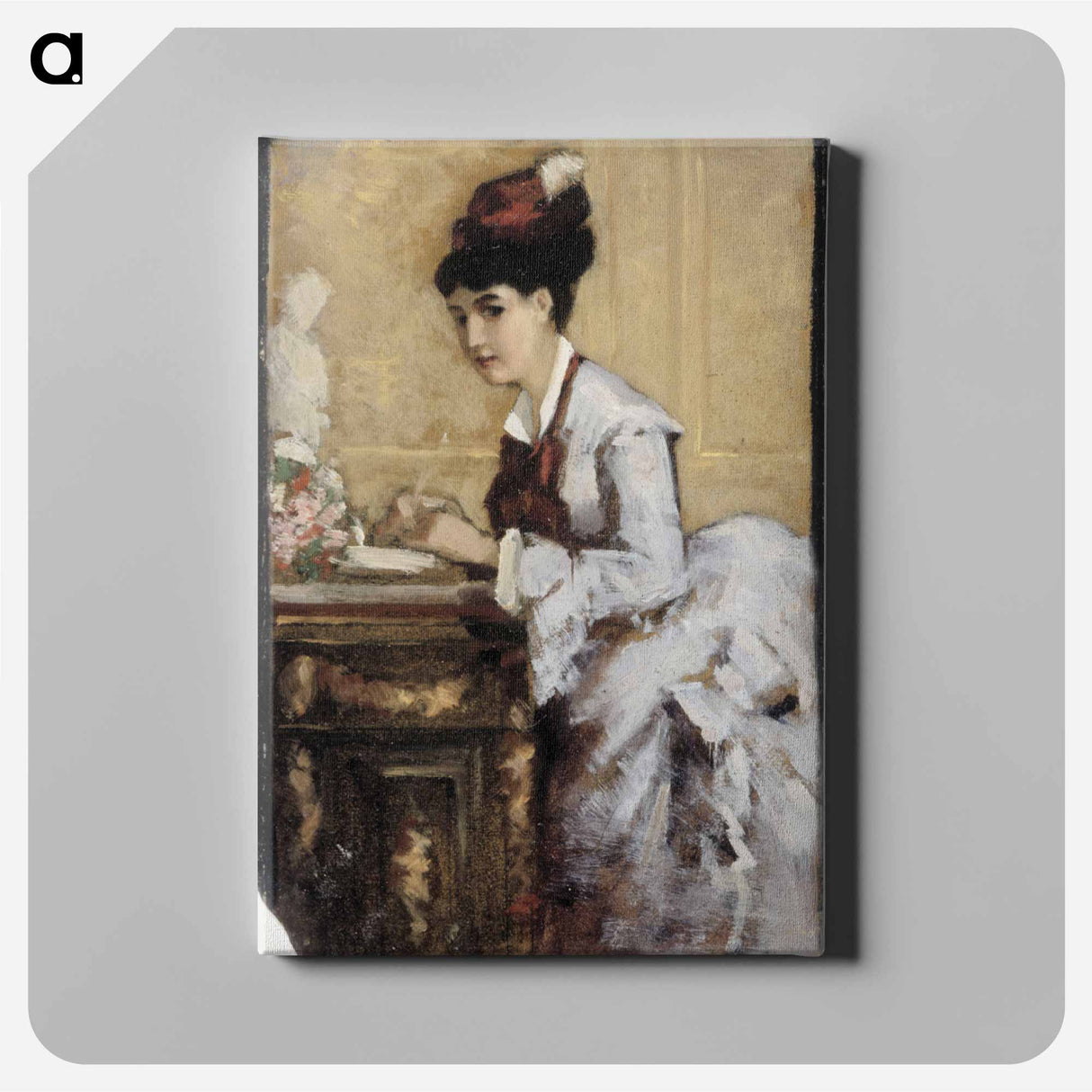 Kirjoittava nainen, sommitteluharjoitelma i maalaukseen rokokoonainen - アルバート エーデルフェルト Canvas.
