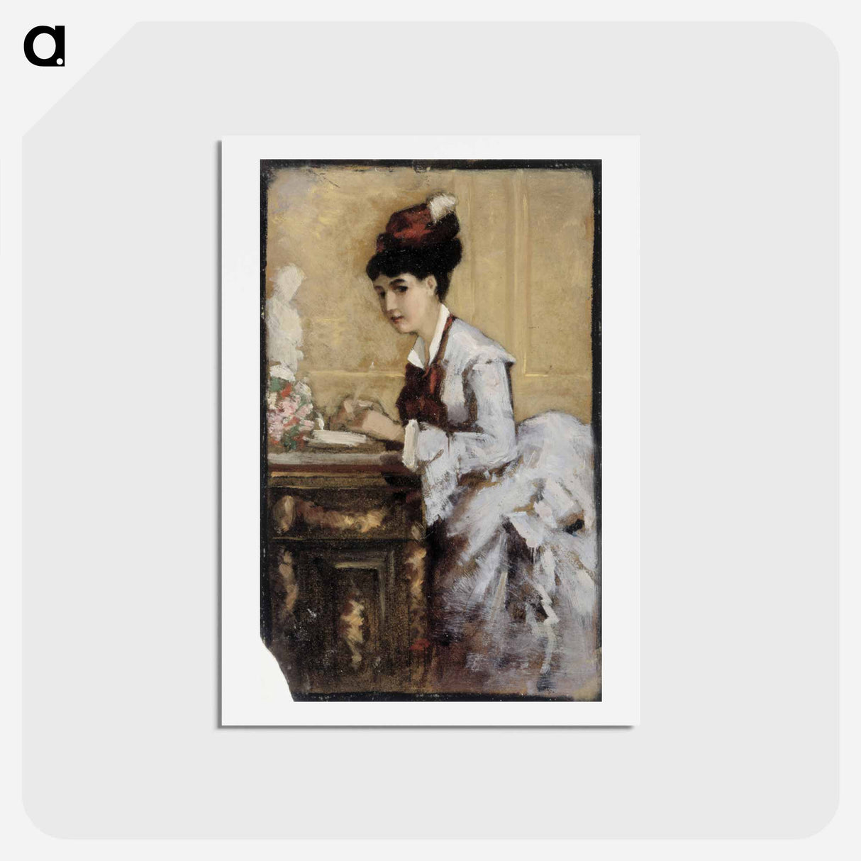 Kirjoittava nainen, sommitteluharjoitelma i maalaukseen rokokoonainen - アルバート エーデルフェルト Postcard.