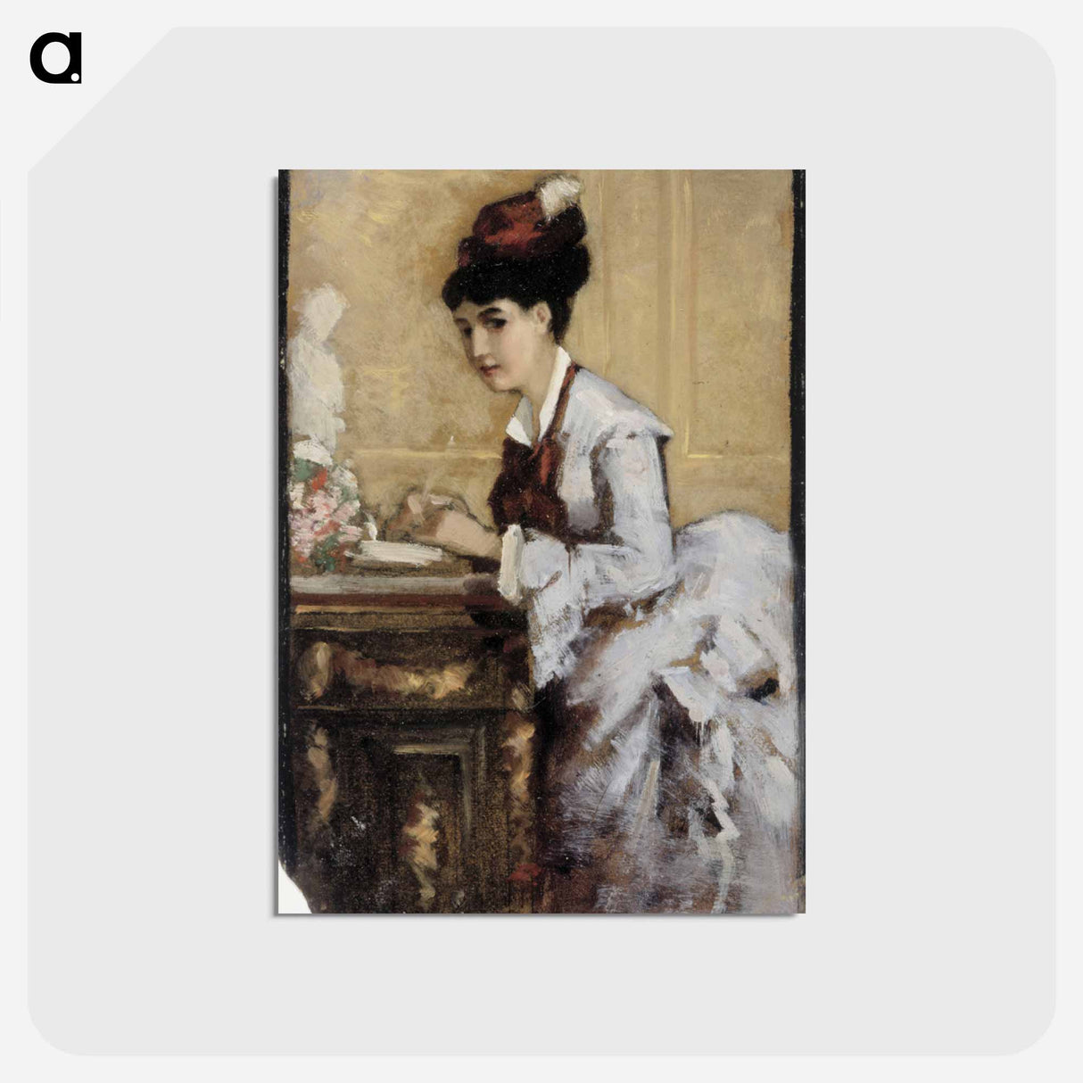 Kirjoittava nainen, sommitteluharjoitelma i maalaukseen rokokoonainen - アルバート エーデルフェルト Postcard.