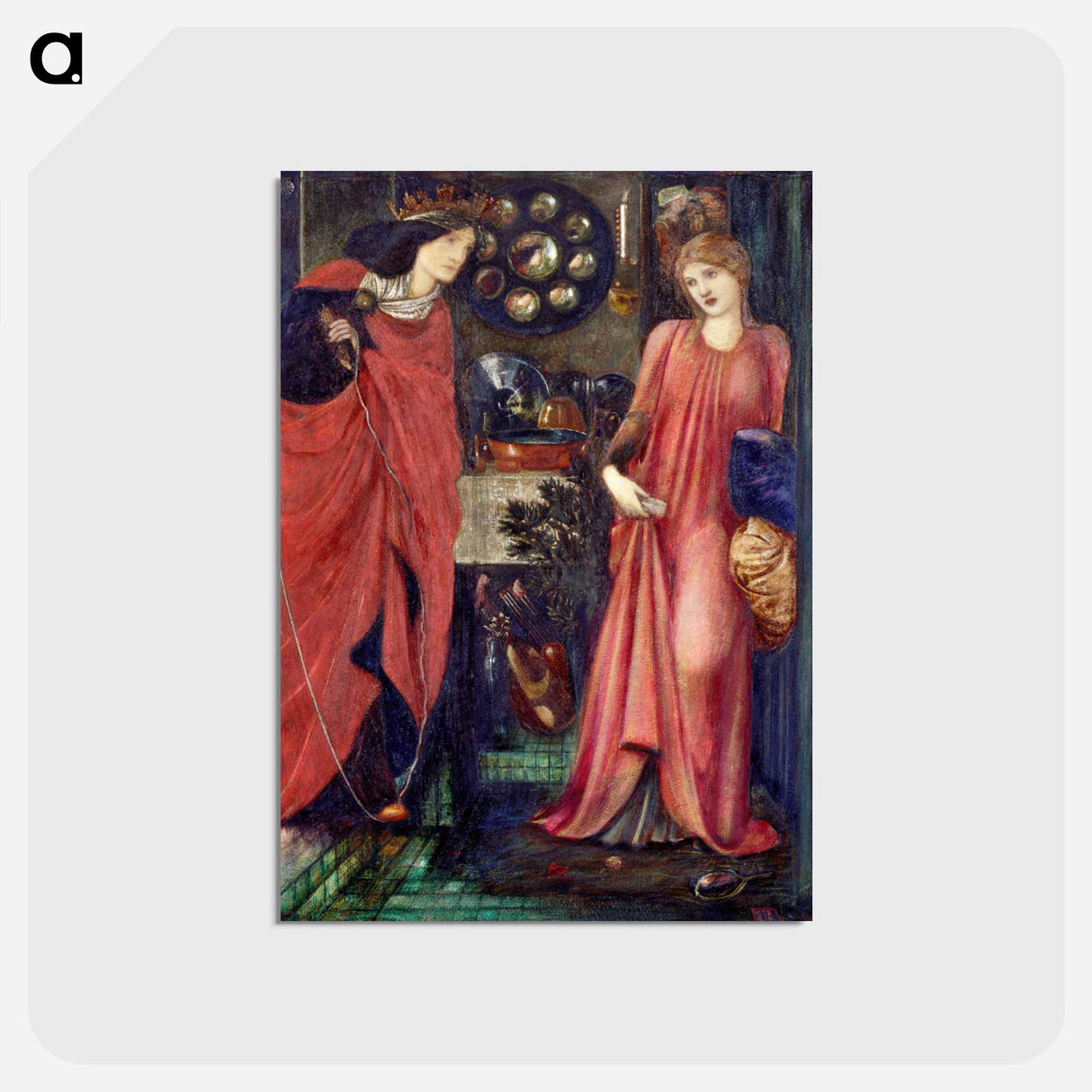 アートポストカード-Fair Rosamund and Queen Eleanor - エドワード バーン ジョーンズ Postcard.