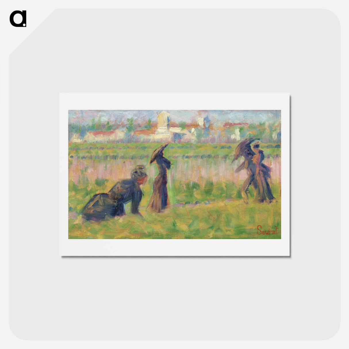 アートポストカード-Figures in a Landscape - ジョルジュ スーラ Postcard.