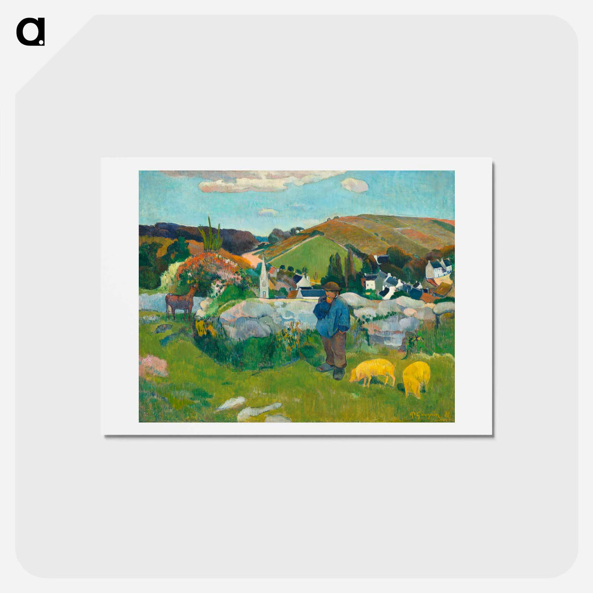 アートポストカード-The Swineherd - ポール ゴーギャン Postcard.