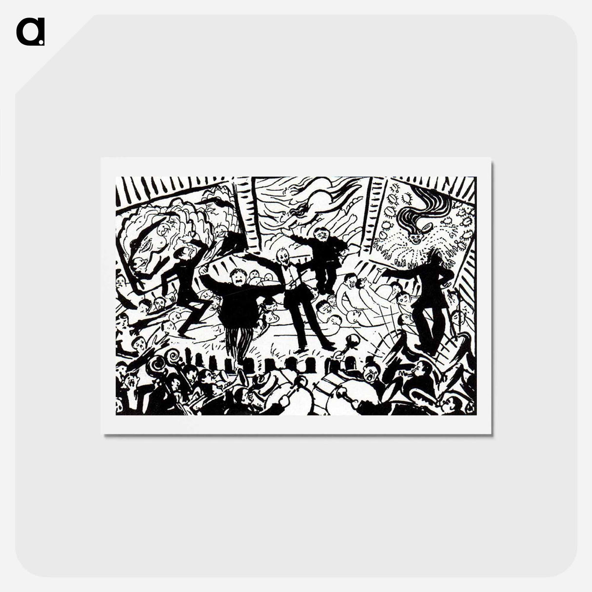 アートポストカード-A Futurist Evening in Milan - ウンベルト ボッチョーニ Postcard.