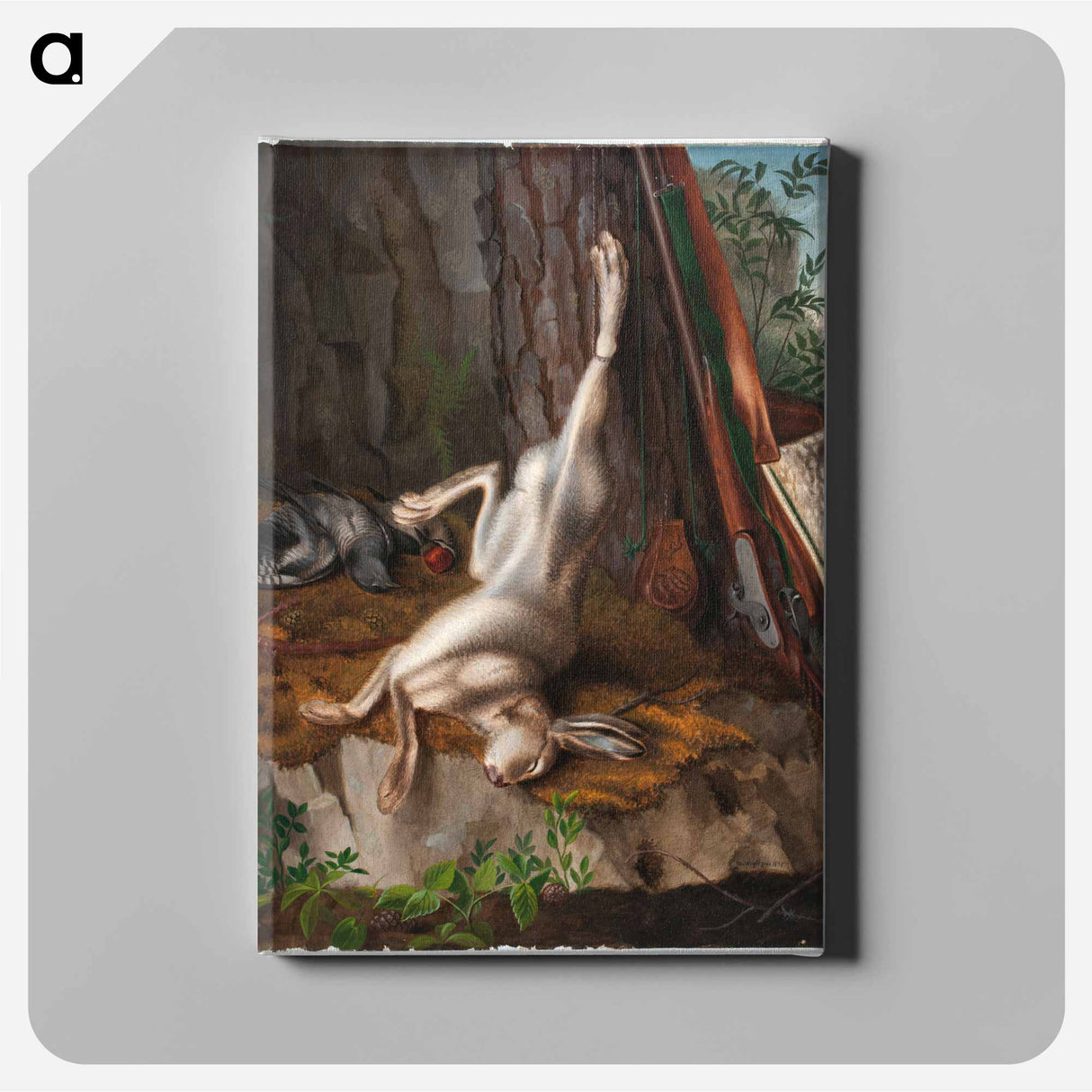 Shot hare and hunting equipment - Wilhelm von Wright Canvas.