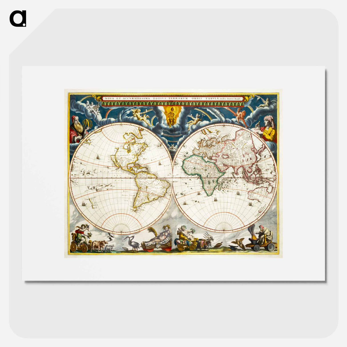 Nova et accuratissima totius terrarum orbis tabula - アンティーク地図 Poster.