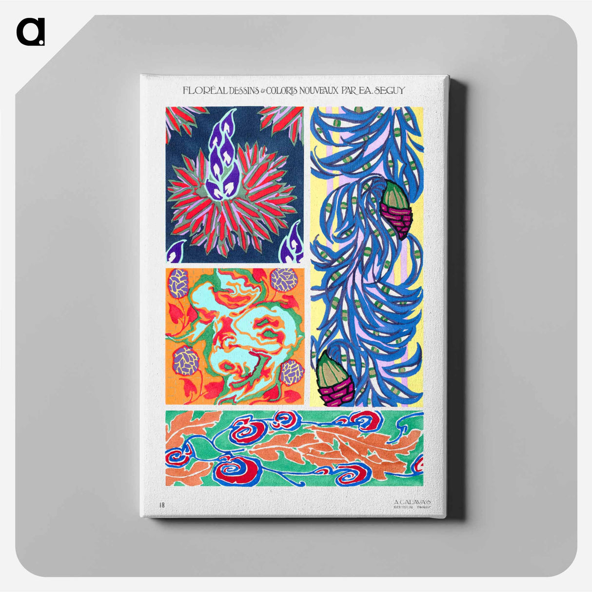 Vintage art deco & art nouveau pattern, plate no. 18. - E.A.セギー Canvas.