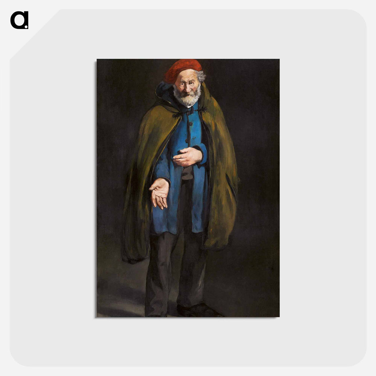 アートポストカード-Beggar with a Duffle Coat (Philosopher) - エドゥアール マネ Postcard.