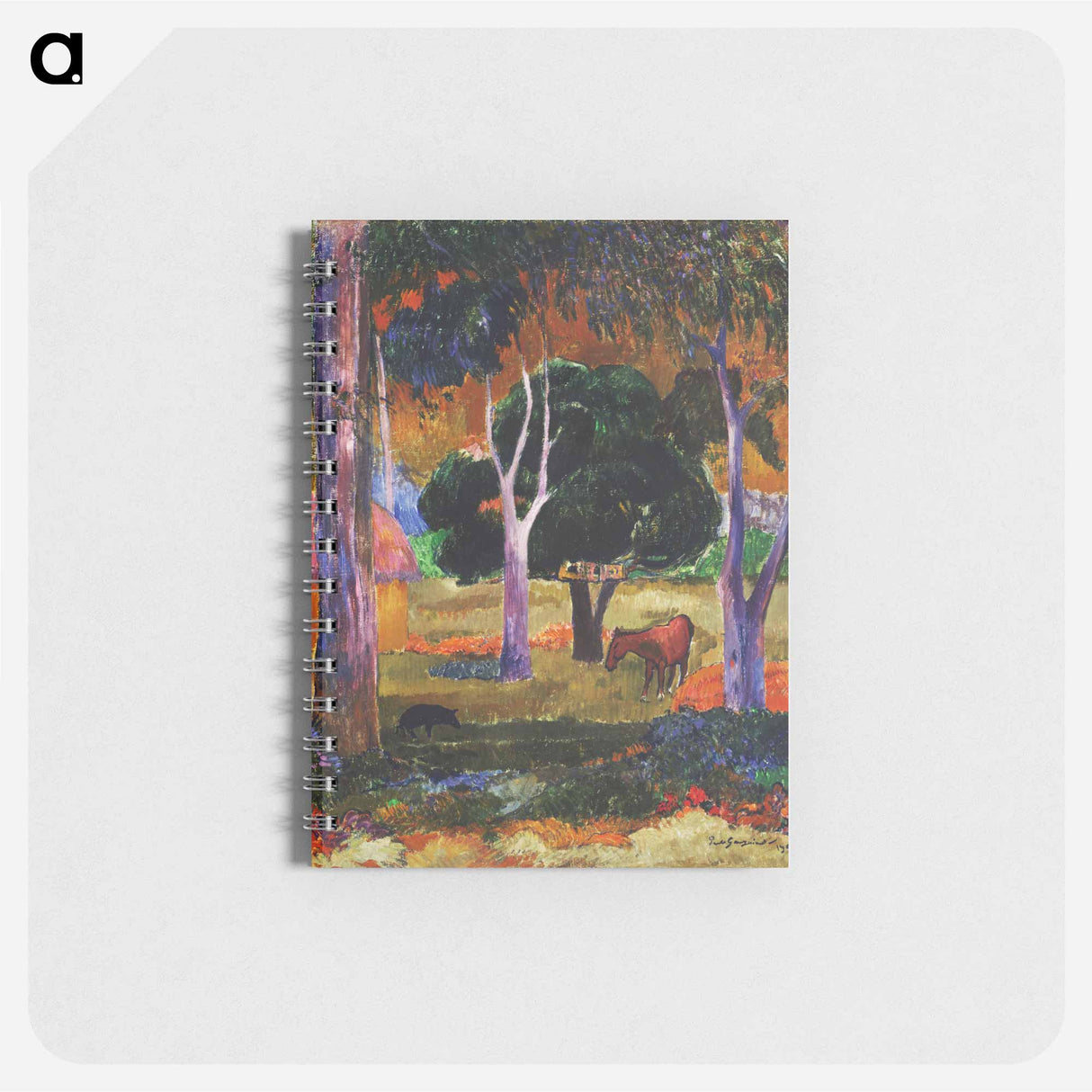 Landscape with a Pig and a Horse - ポール ゴーギャン Memo.