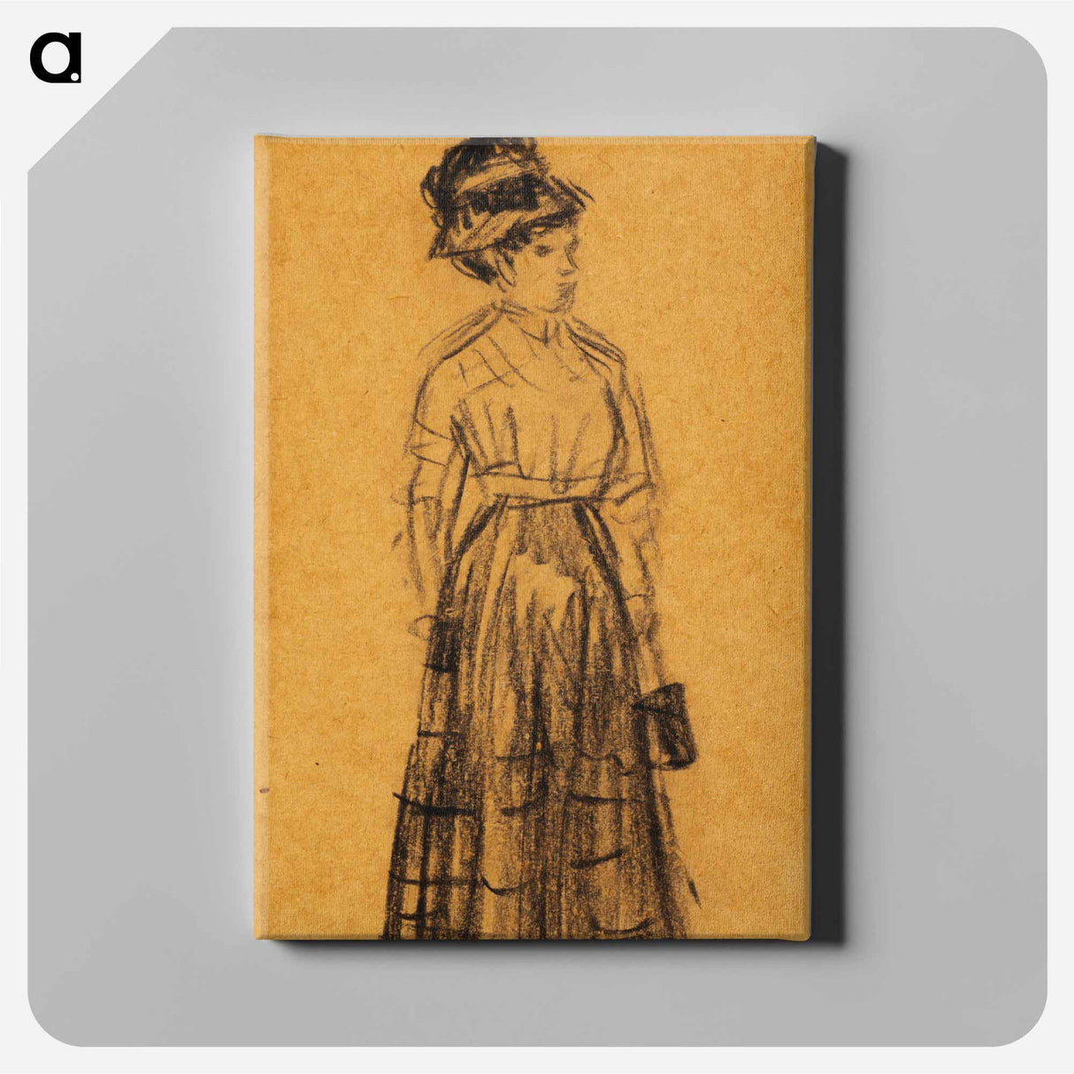 Woman in Black Hat and Black Skirt - ウィリアム ジェームス グラッケンズ Canvas.