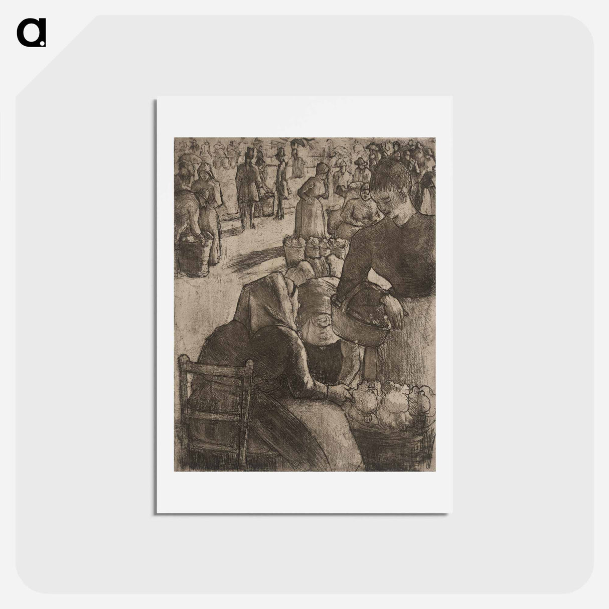 アートポストカード-Marché aux Legumes à Pointoise - カミーユ ピサロ Postcard.