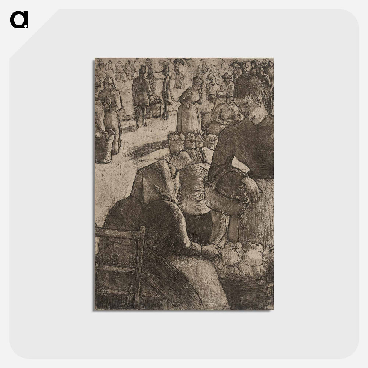 アートポストカード-Marché aux Legumes à Pointoise - カミーユ ピサロ Postcard.
