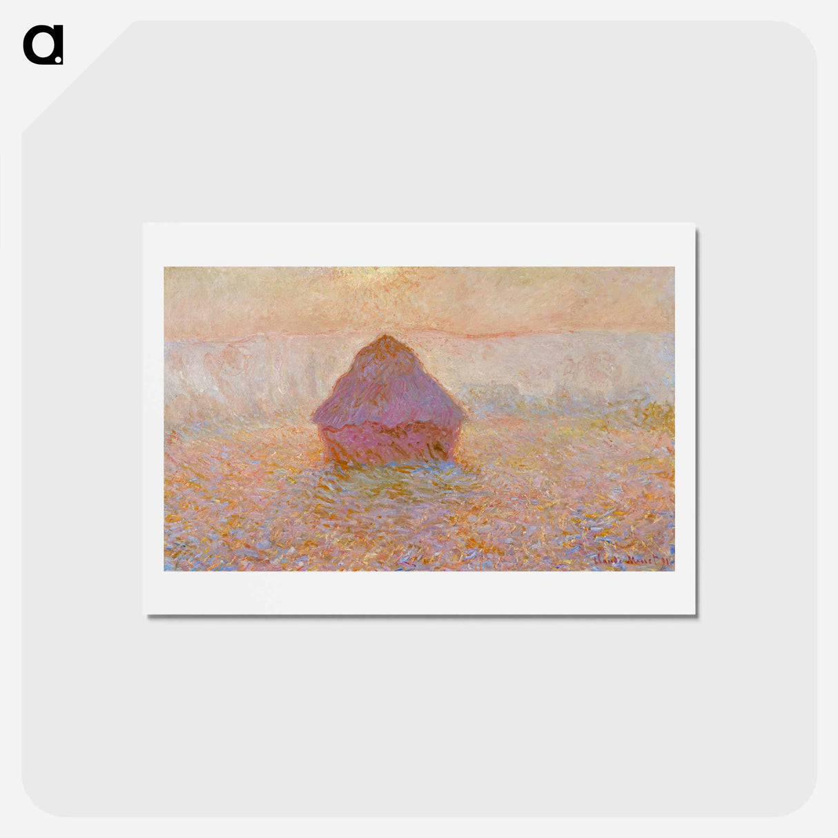 アートポストカード-Grainstack, Sun in the Mist - クロード モネ Postcard.