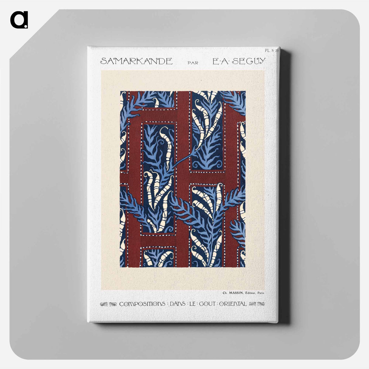 Fern pochoir pattern in Art Deco oriental style - E.A.セギー Canvas.