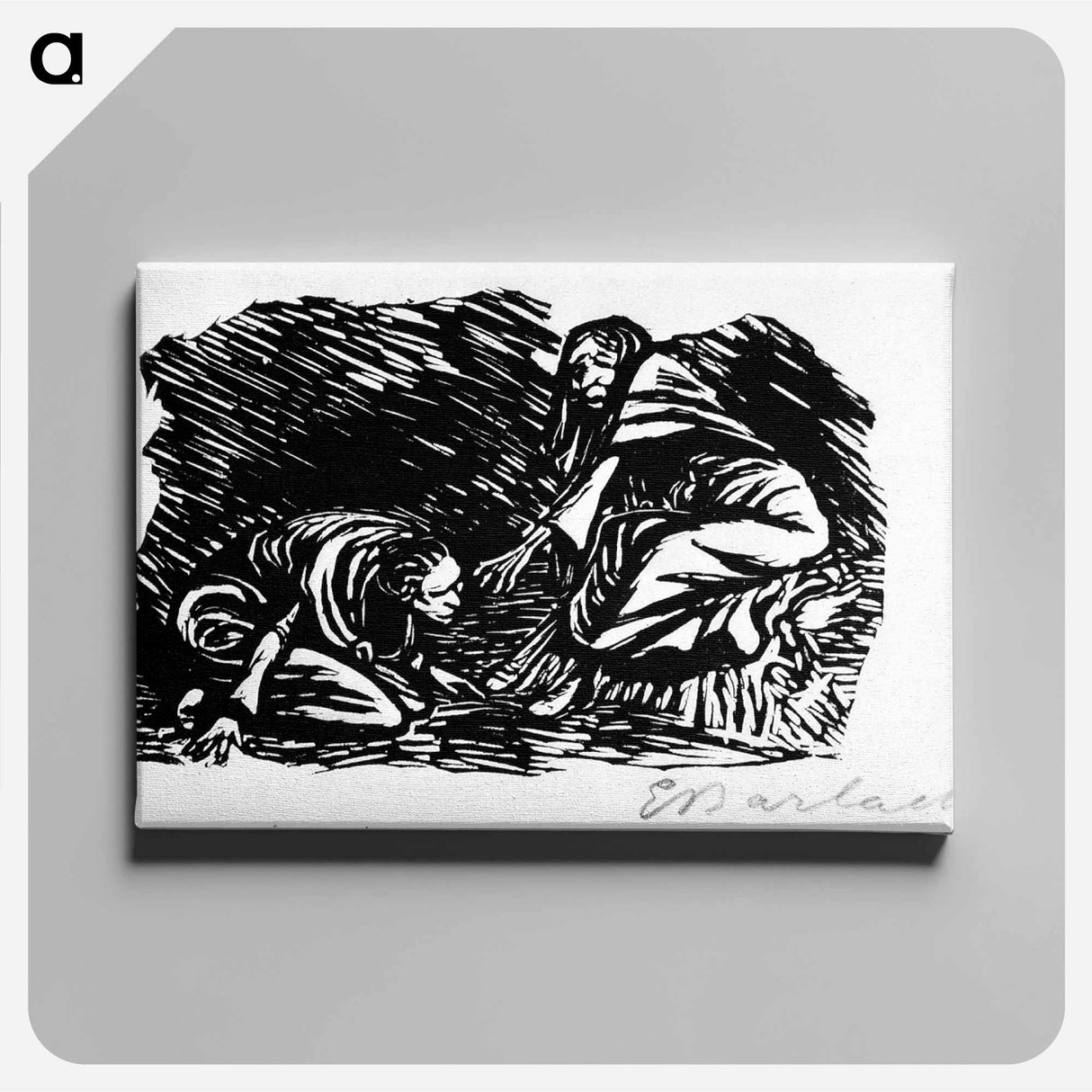 Elise kneeling before her mother - エルンスト ハインリヒ バルラッハ Canvas.