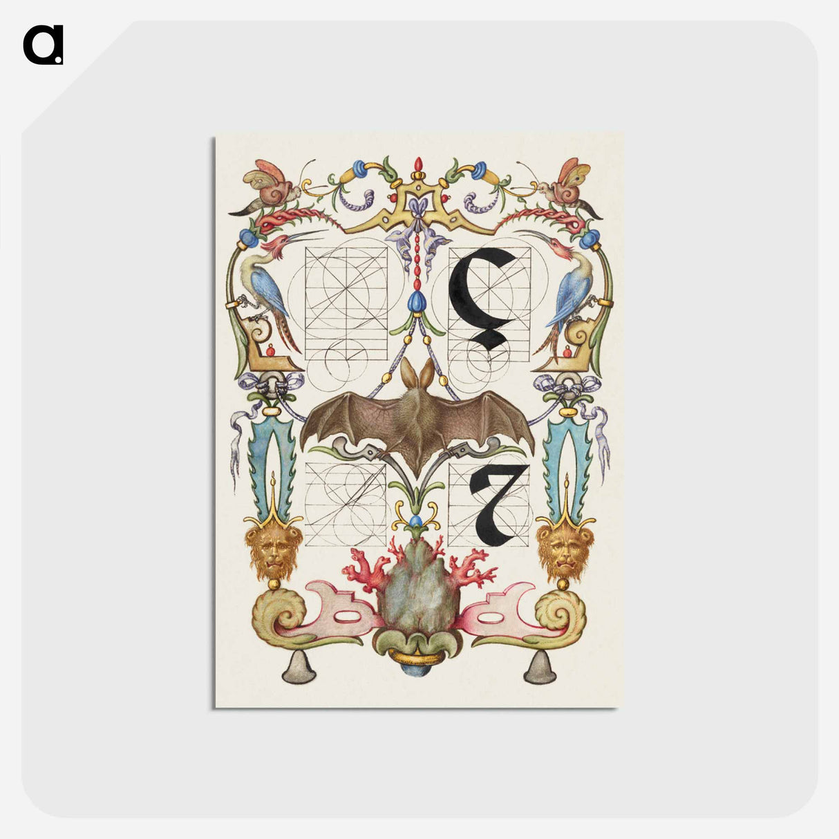 アートポストカード-Guide for Constructing the Letters ç and tironian et from Mira Calligraphiae Monumenta or The Model Book of Calligraphy
- 書道のお手本 Postcard.
