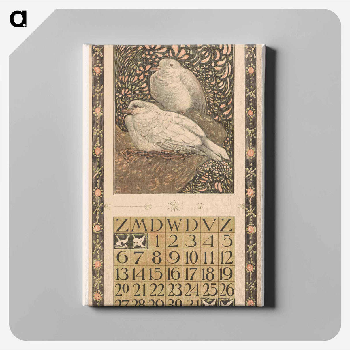 Kalenderblad mei met twee duiven - テオ ヴァン ホイテマ Canvas.