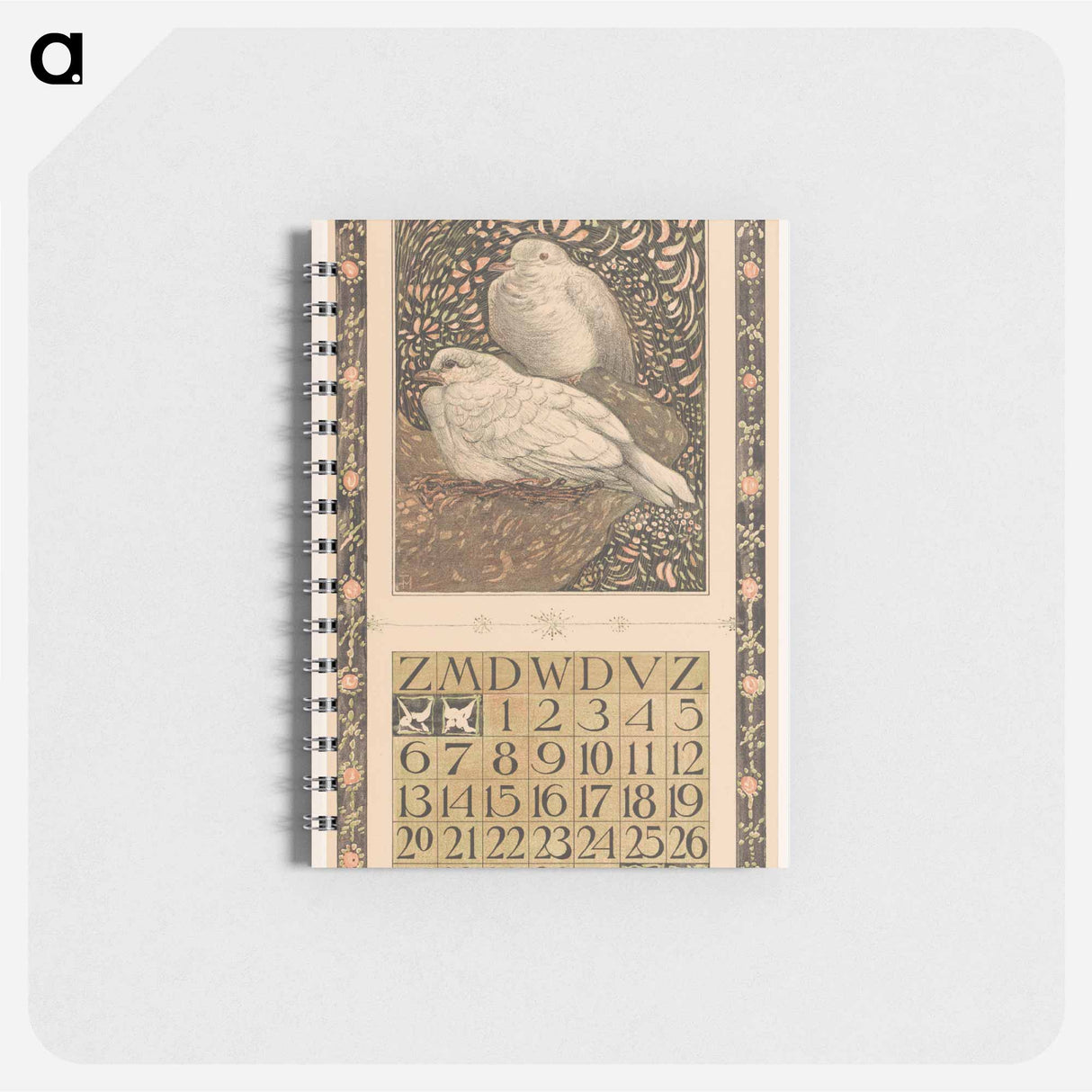 Kalenderblad mei met twee duiven - テオ ヴァン ホイテマ Memo.