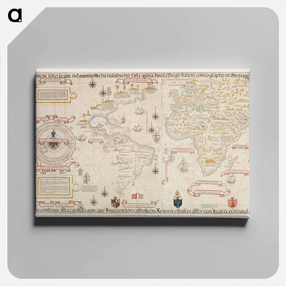 World map - アンティーク地図 Canvas.