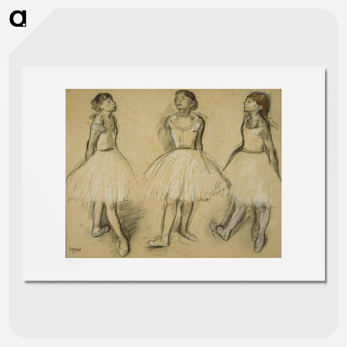 アートポスター-Three Studies of a Dancer in Fourth Position - エドガー ドガ Poster.