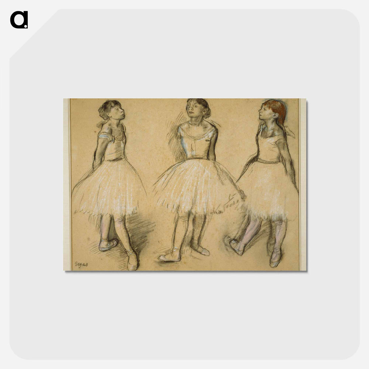 アートポストカード-Three Studies of a Dancer in Fourth Position - エドガー ドガ Postcard.