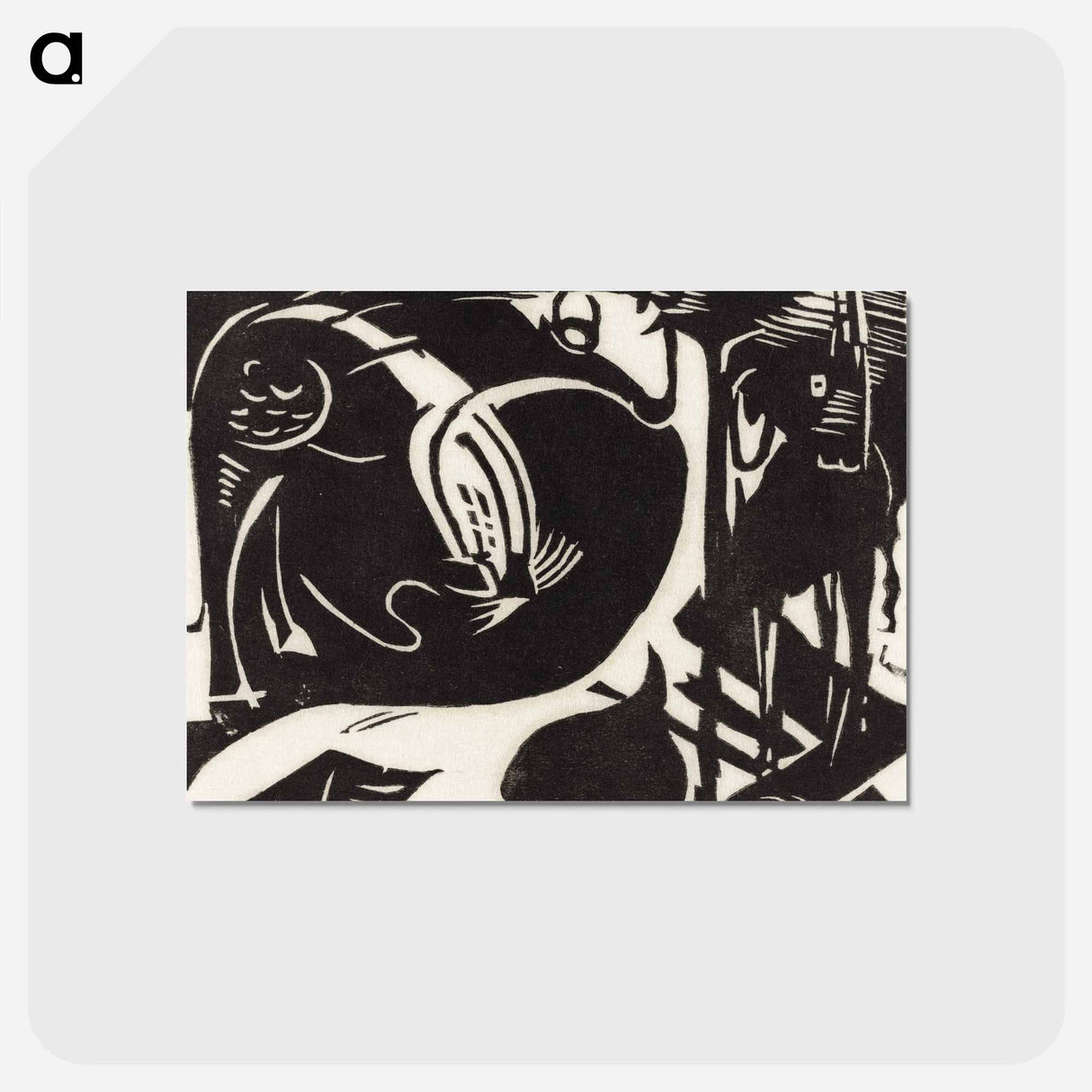アートポストカード-Two Mythical Animals - フランツ マルク Postcard.