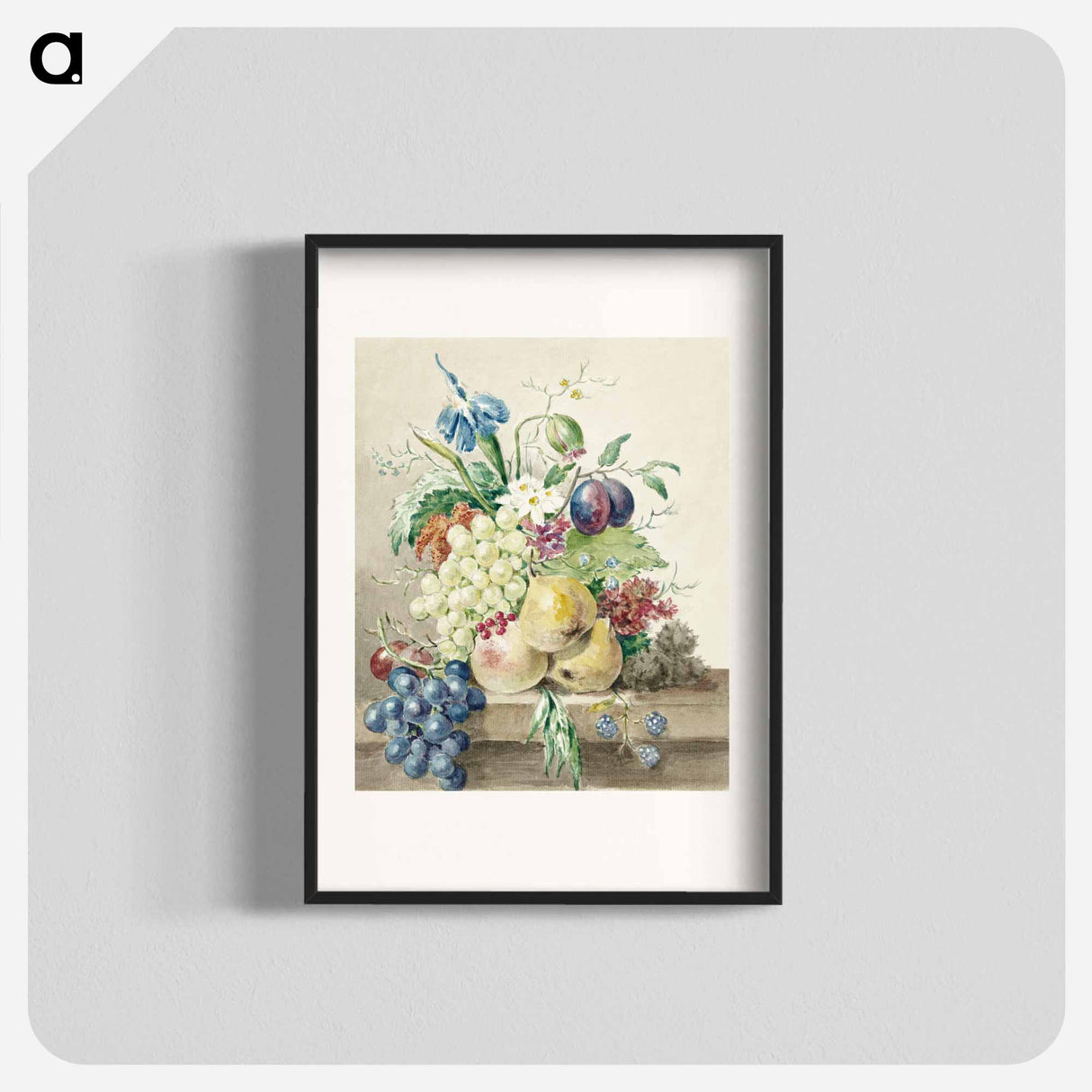 Still life of flowers and fruits - ジャン ベルナール Poster.