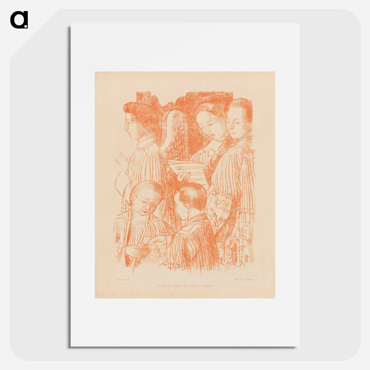 Three singing angels and two choir boys during Holy Mass - Maurice Denis Poster.