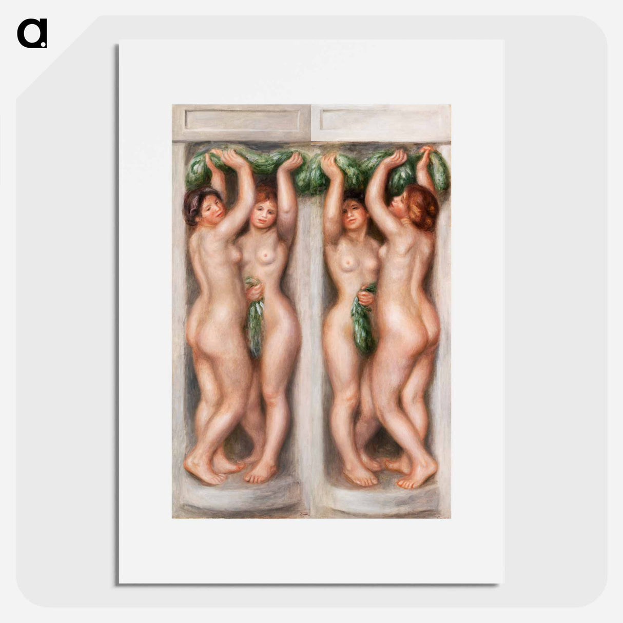 Caryatids (Cariatides); also called Two baigneuses (panneau décoratif) - Pierre-Auguste Renoir Poster.